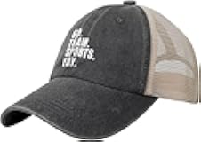 Vintage Washed Cotton Mesh Cap Go. Team. Sports. Yay. Baseball Cap Adjustable Dad Hat Cowboy Trucker Hat,Black