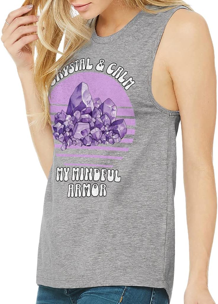 Crystal Print Women's Muscle Tank - Retro Tank Top - Graphic Workout Tank
