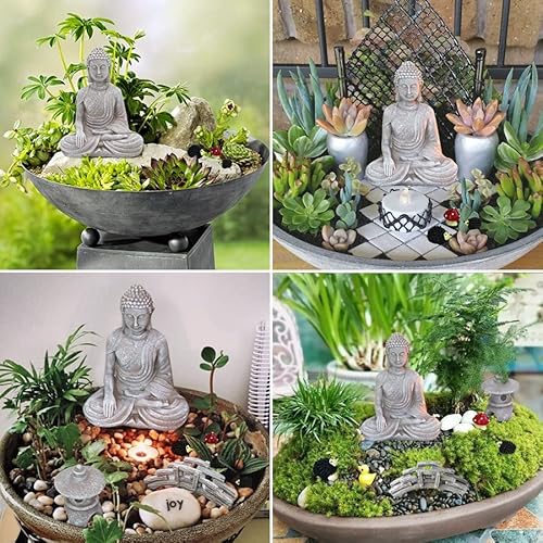 Meditation Buddha Zen Garden Accessories - Miniature Buddha Garden Decoration Diy Tabletop Rock Sand Garden Ornaments Micro Landscape Fairy Garden Terrarium Decor Zen Gifts Indoor Outdoor Decor #TOP2