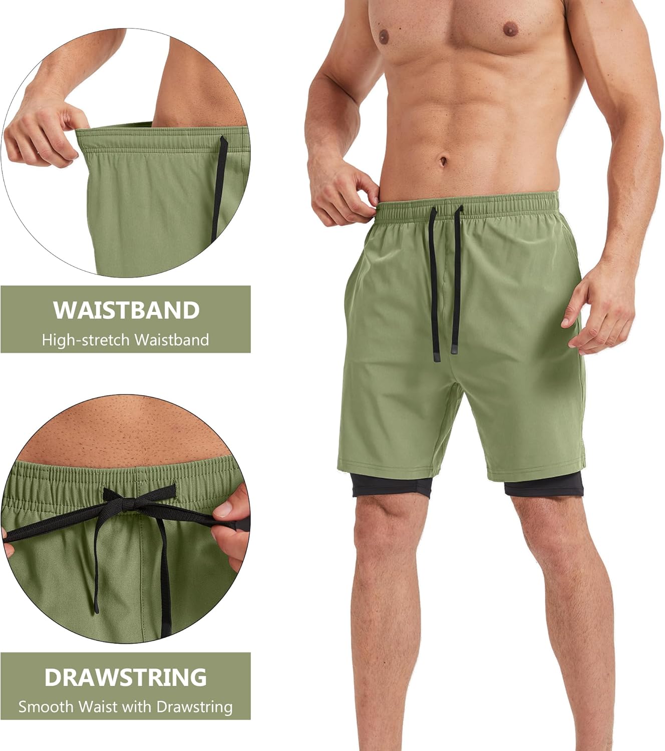 Men's Padded Cycling Shorts Racing Bicycle Bikes Gear Pants Men Gym Pants 2 in 1 for Running M