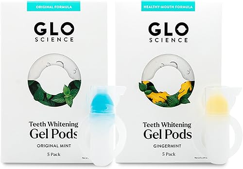 GLO Science - Cápsulas de gel blanqueador de dientes, seguro, eficaz con cepillo de silicona, 6% de peróxido de hidrógeno, la forma más rápida de
