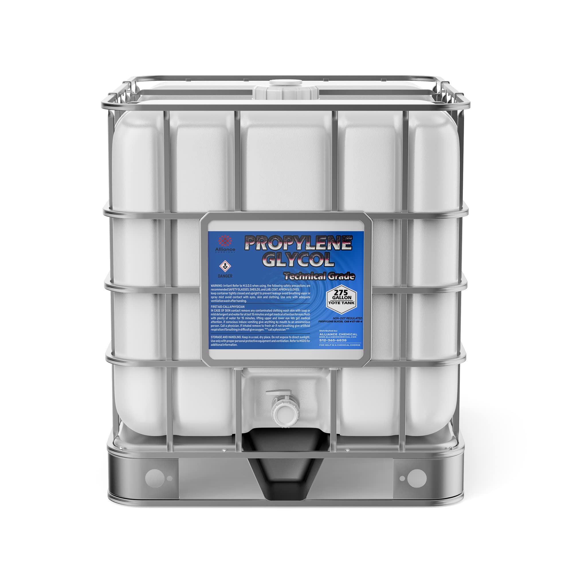 Propylene Glycol Technical Grade - 275 Gallon Tote - Multi-Use Industrial Solvent & Humectant - Superior Moisture Retention & Thermal Stability