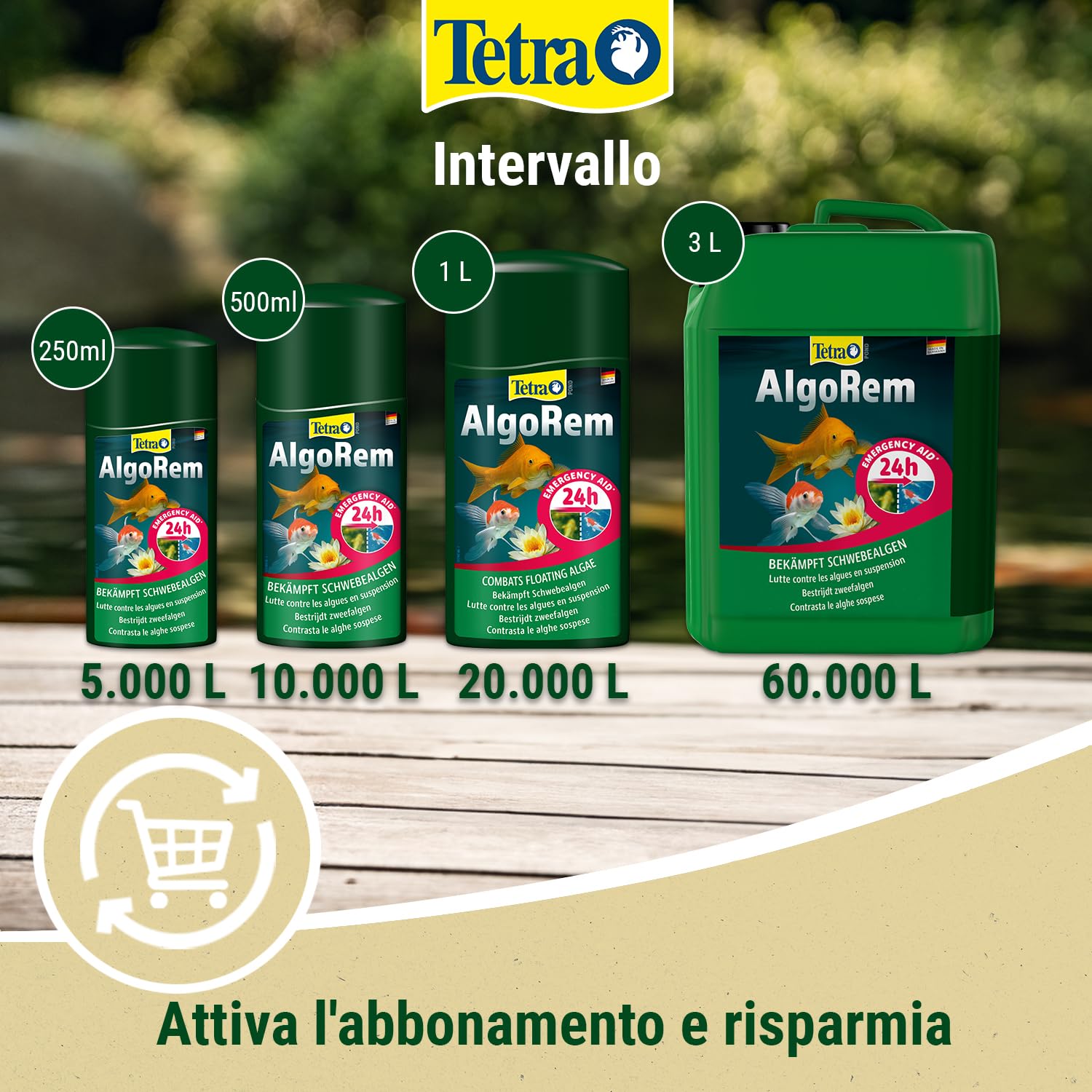 Tetra Pond AlgoRem 500 ml, Agisce Rapidamente e in Modo Mirato Contro Il Fenomeno dell’Acqua Verde (Alghe Sospese)