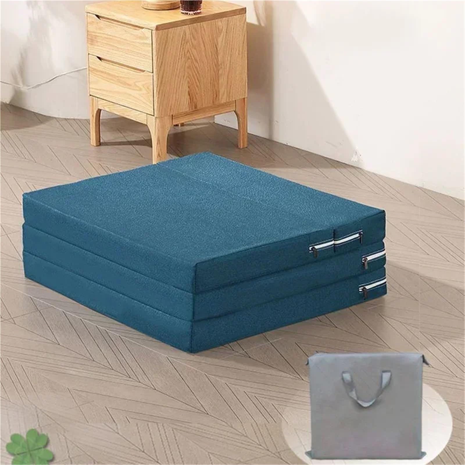 Colchón individual plegable portátil de espuma viscoelástica suave para dormir en el suelo, ideal para descansos de oficina, beige, 60 x 200 x 5 cm