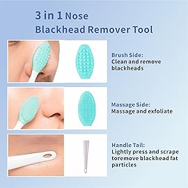 REVEX Nose Blackhead Remover Tool Set,Blackhead Scraper Tool,2Pcs Pore Cleaning Brush, Face Scrubber Skin Spatula, Pore Scrubber for Deep Cleansing,Face Exfoliator Scrubber for Women Men. (White)