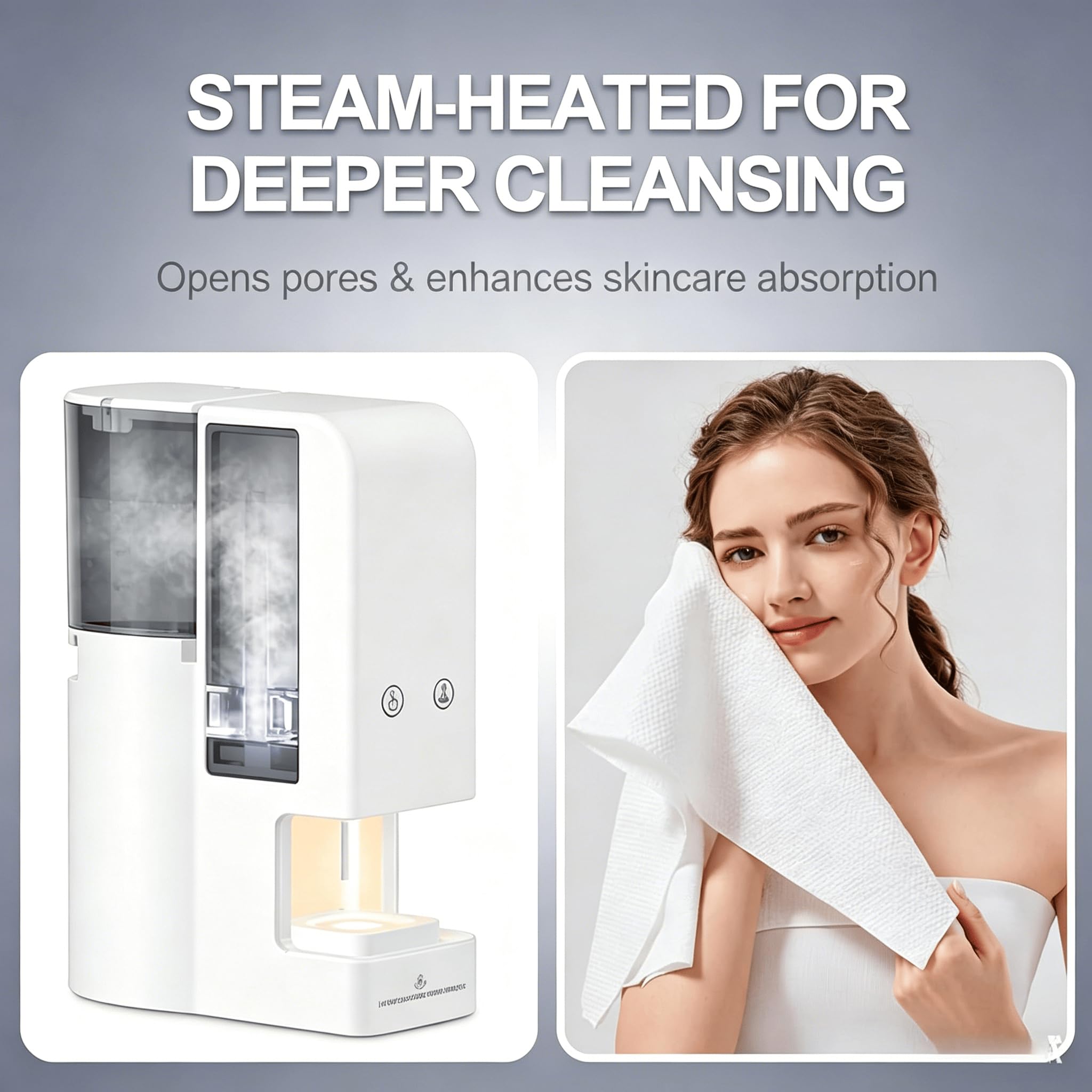 5 Sekunden Aufheizender Handtuchwärmer, tragbares Gerät mit 40 komprimierten Handtüchern, 55 °C Konstanz und 500 ml Tank für Private Pflege,Towel Warmer + 40 Towels