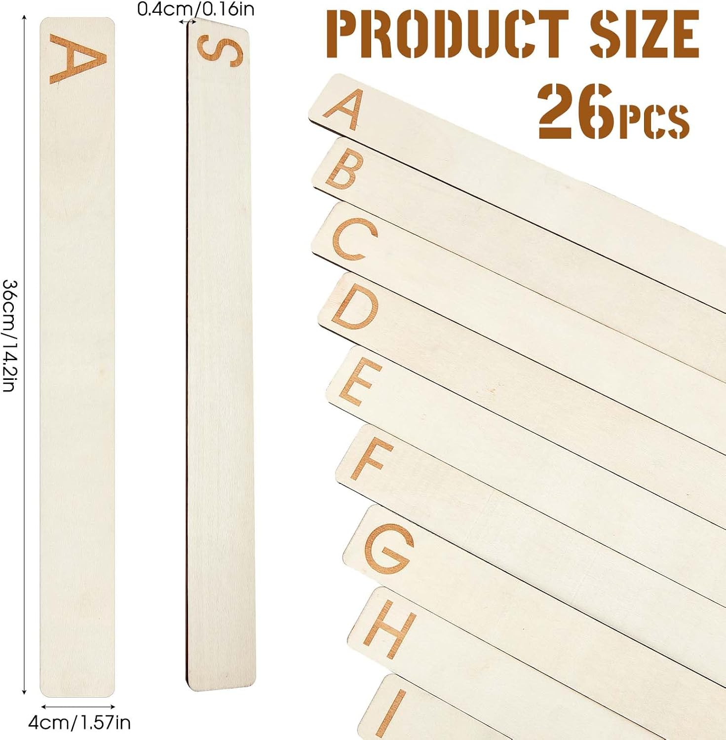 Soaoo 26 Pcs Wooden Vinyl Record Dividers Alphabetical A-Z Single Sided Horizontal and Vertical Poplar Record Dividers Vinyl Album Organization Lp Separators for Cd (14.17 x 1.57 Inch)