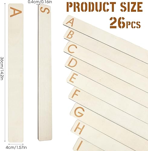 Miniatura 2 de Soaoo 26 separadores de discos de vinilo de madera, alfabéticos A-Z, 2 caras, horizontales y verticales, separadores de discos de álamo para