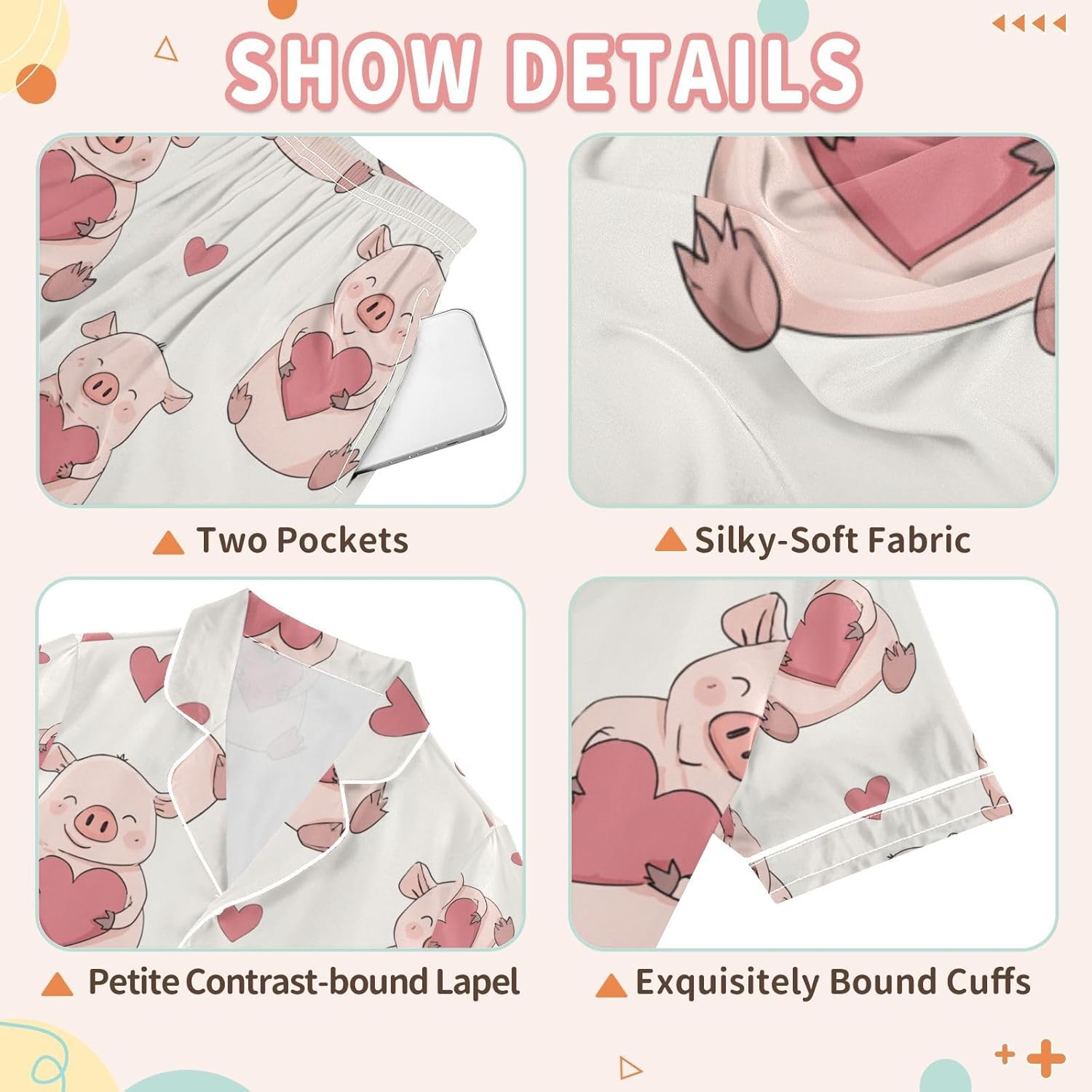 Silk Pajamas Sets Soft Satin 2 Piece Pjs Set Short Sleeve Sleepwear Nightwear