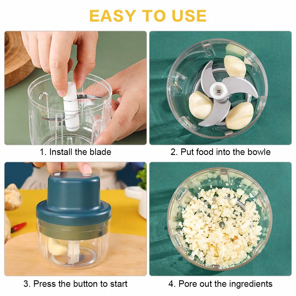 Elektrische uienhakmolen, 2 stuks, voor in de keuken, 250 ml, mini Elektrische uienhakmolen, 2 stuks, voor in de keuken, 250 ml, mini