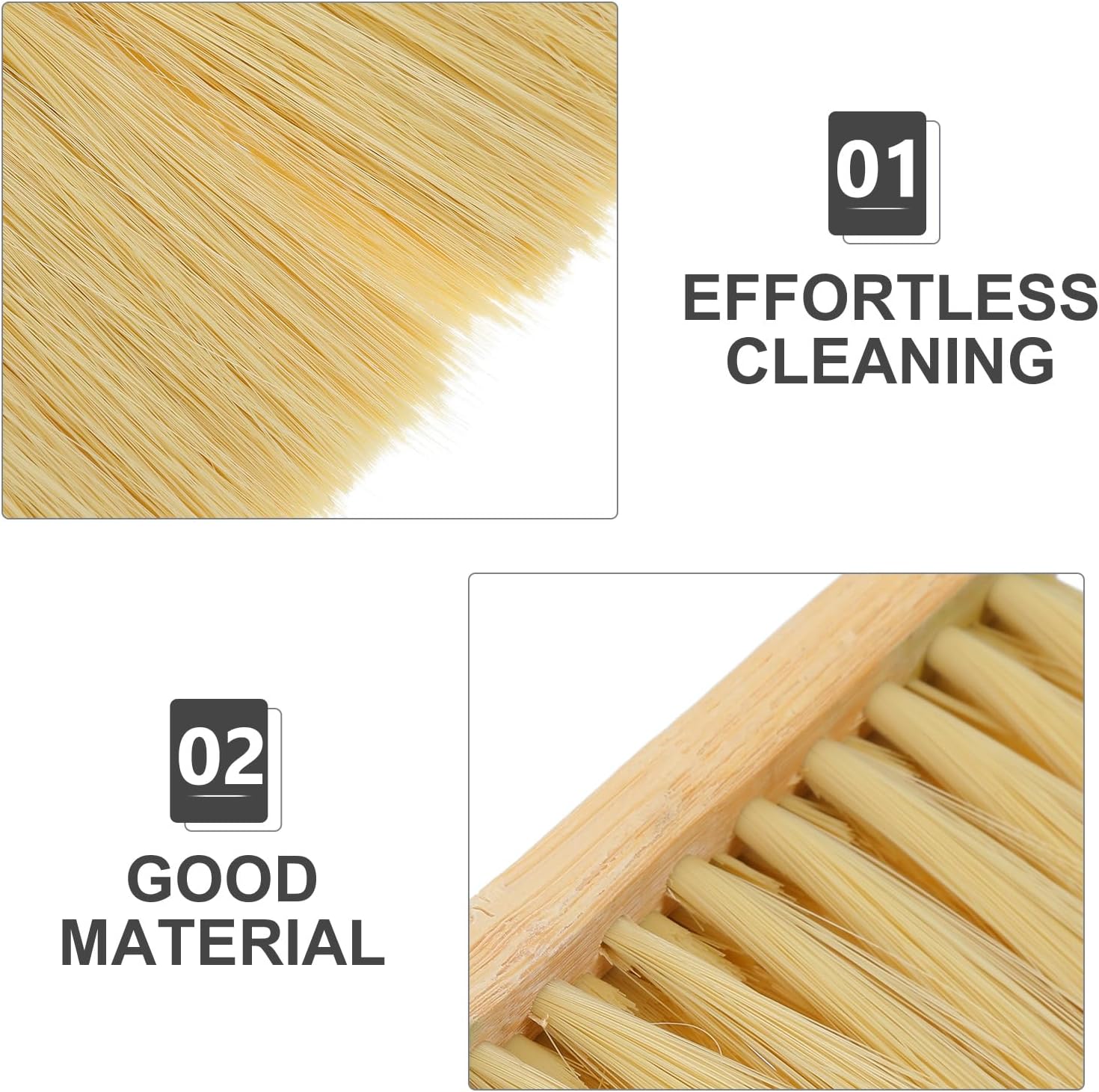 Industrial Hand Broom Brush 45cm with Pig Bristle Indoor Sweeping Brush for Bedding and Furniture for Workshop and Household Cleaning