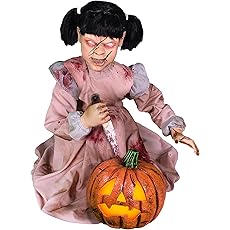 Haunted Hill Farm Motion-Activated Crouching Grave Digger by Tekky, Talking Halloween Animatronic for Indoor or Covered Outdoor Creepy Halloween Decorations, Plug-in or Battery Operated Fright Props