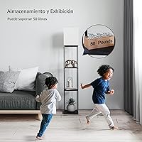 Vista 7 de SUNMORY Lámpara de pie con estantes, moderna lámpara de pie cuadrada con bombilla de temperatura de 3 colores, lámpara de estantería de exhibición