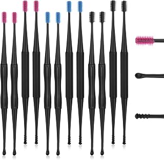 12PCS Q-Grips Ear Wax Removal-Spiral Ear Wax Removal Tool, Reusable Earwax Removal Kit Safe Ear Cleaner, Soft Silicone Double Sided Head Ear Wax Removal Kits for Olders Adult Kids
