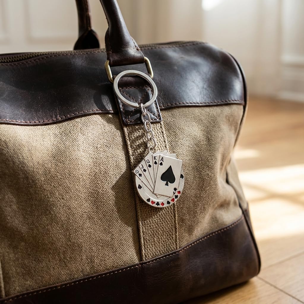 Playing Card Keychain–Flush Spade Playing Card Keychains Ilver and Black Lucky Bag Pendant Bag Charms for Woman, Lucky Key Chains Gifts for Board Game Enthusiasts and Poker Players image 4