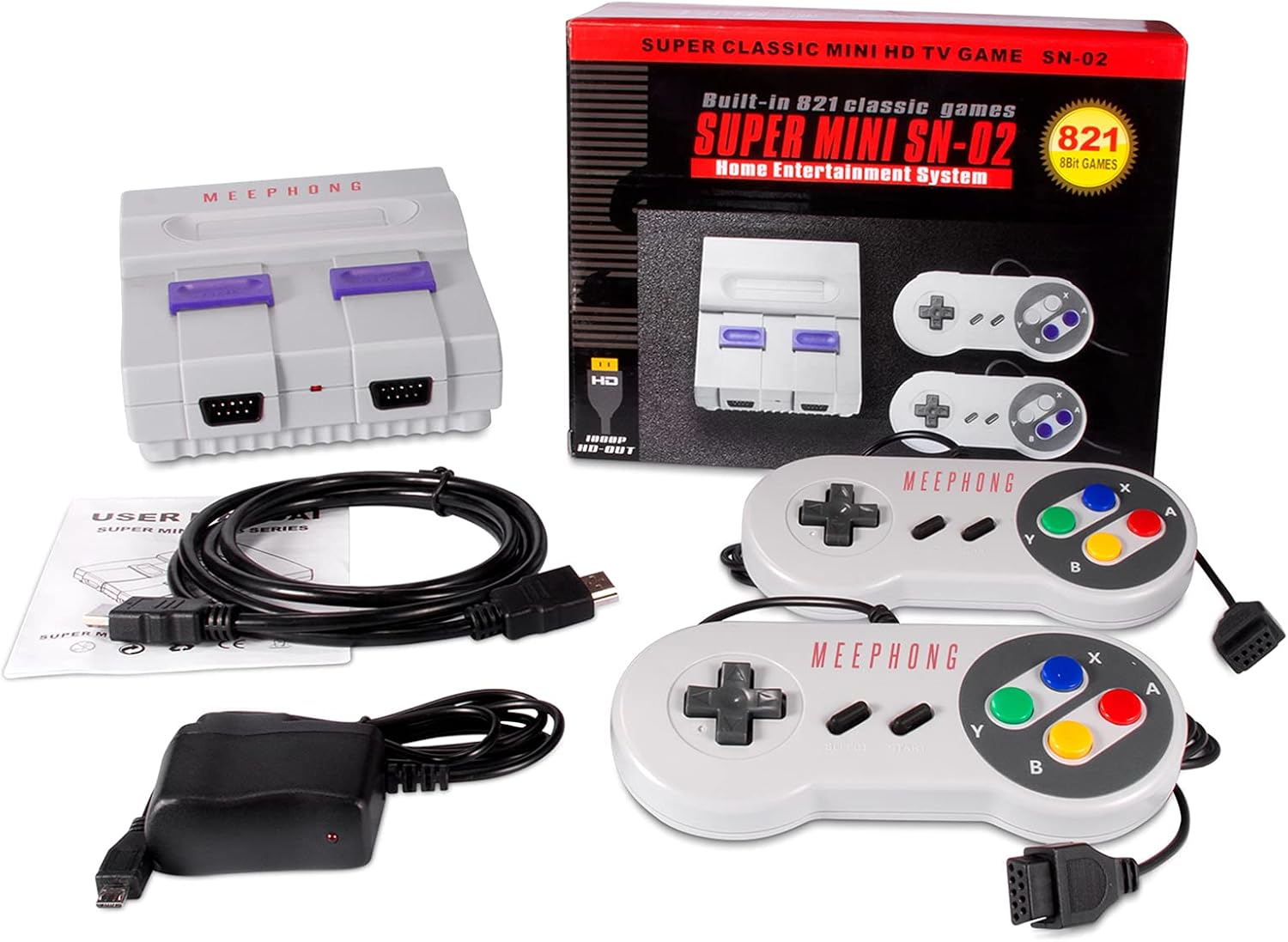 MEEPHONG Classic Mini Retro Game Console, HDMI HD Built-in 821 Classic Video Games : Video Games