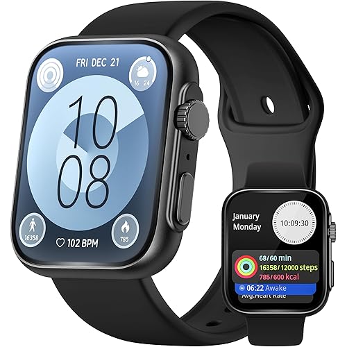Smart Watch for Men Women [46mm], Bluetooth Call, 24/7 Heart Rate/SpO2/Sleep/Stress Level Monitor, 120+ Sports Modes, GPS Fitness Tracker, Water Resistant Smartwatch for Android iPhone (Black)