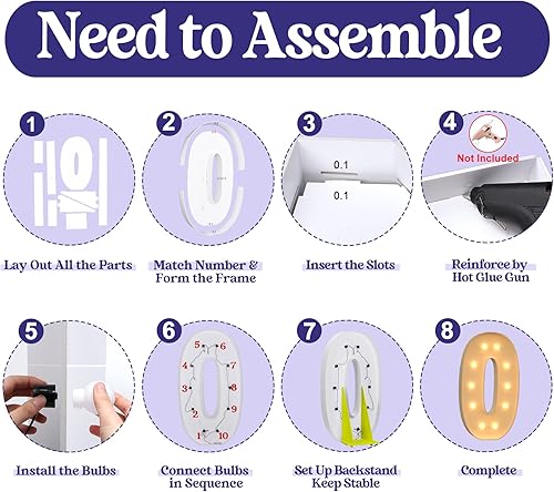 Miniatura 60 de Números iluminados grandes de 4 pies, números de marquesina 2 para decoraciones de cumpleaños de 21 para niños y niñas, números gigantes iluminados