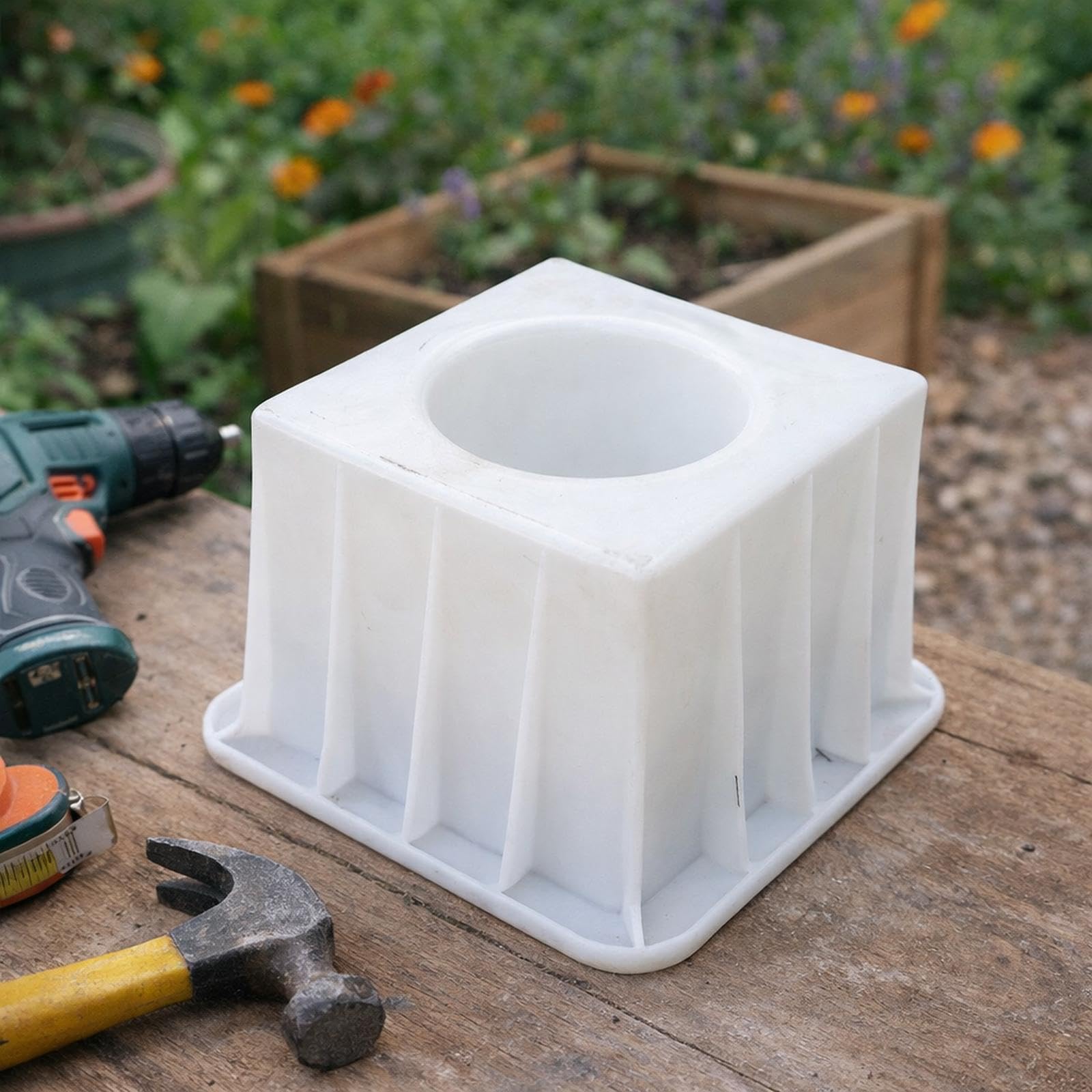 F Fityle Moldeador de bloques de cemento para ladrillos huecos de hormigón, herramienta multiusos resistente para bricolaje en el jardín, para colocación de, Redondo