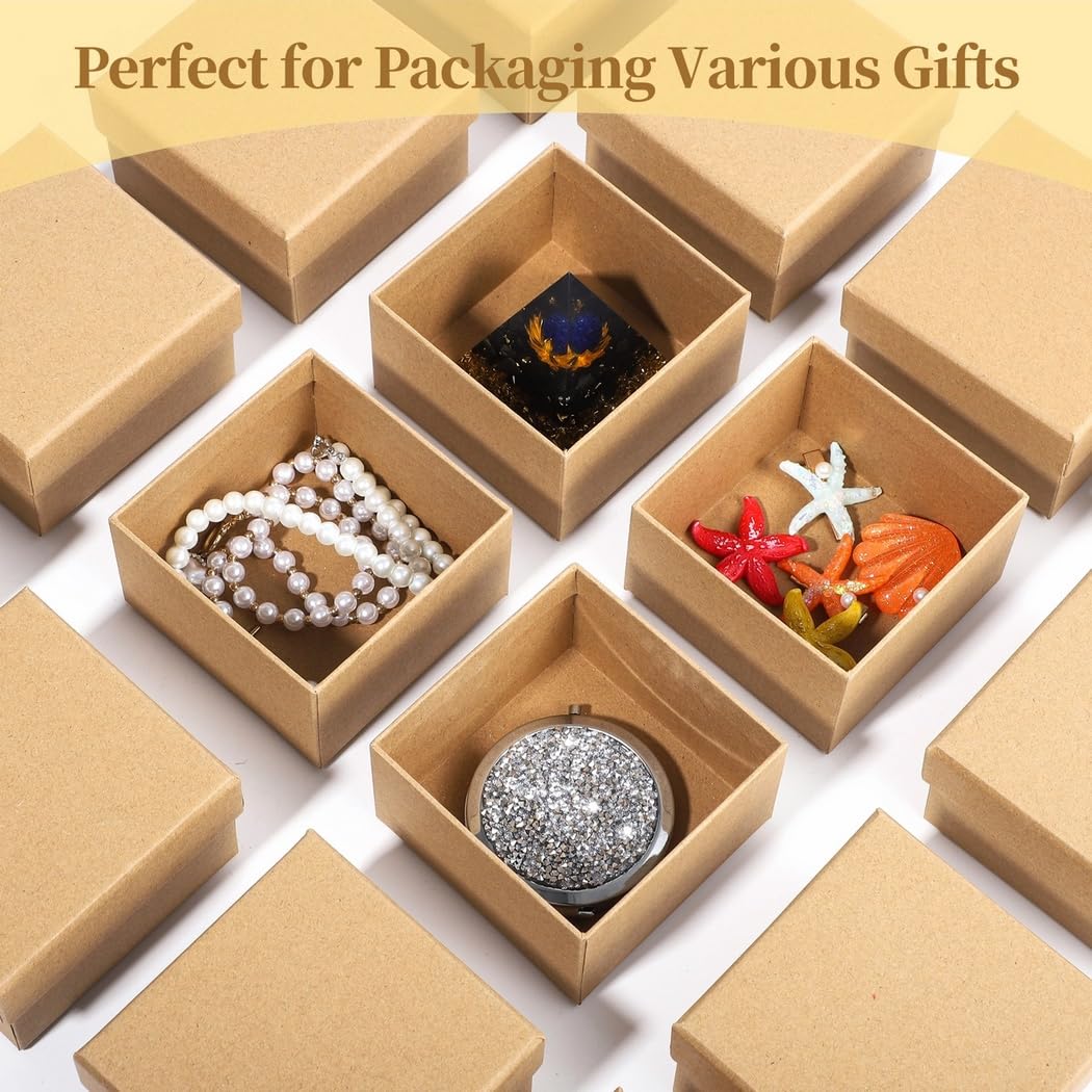 Set di 24 scatole regalo in cartapesta, piccole scatole quadrate in carta kraft fai da te, 3,9 contenitori di carta vuoti per artigianato, gioielli e regali