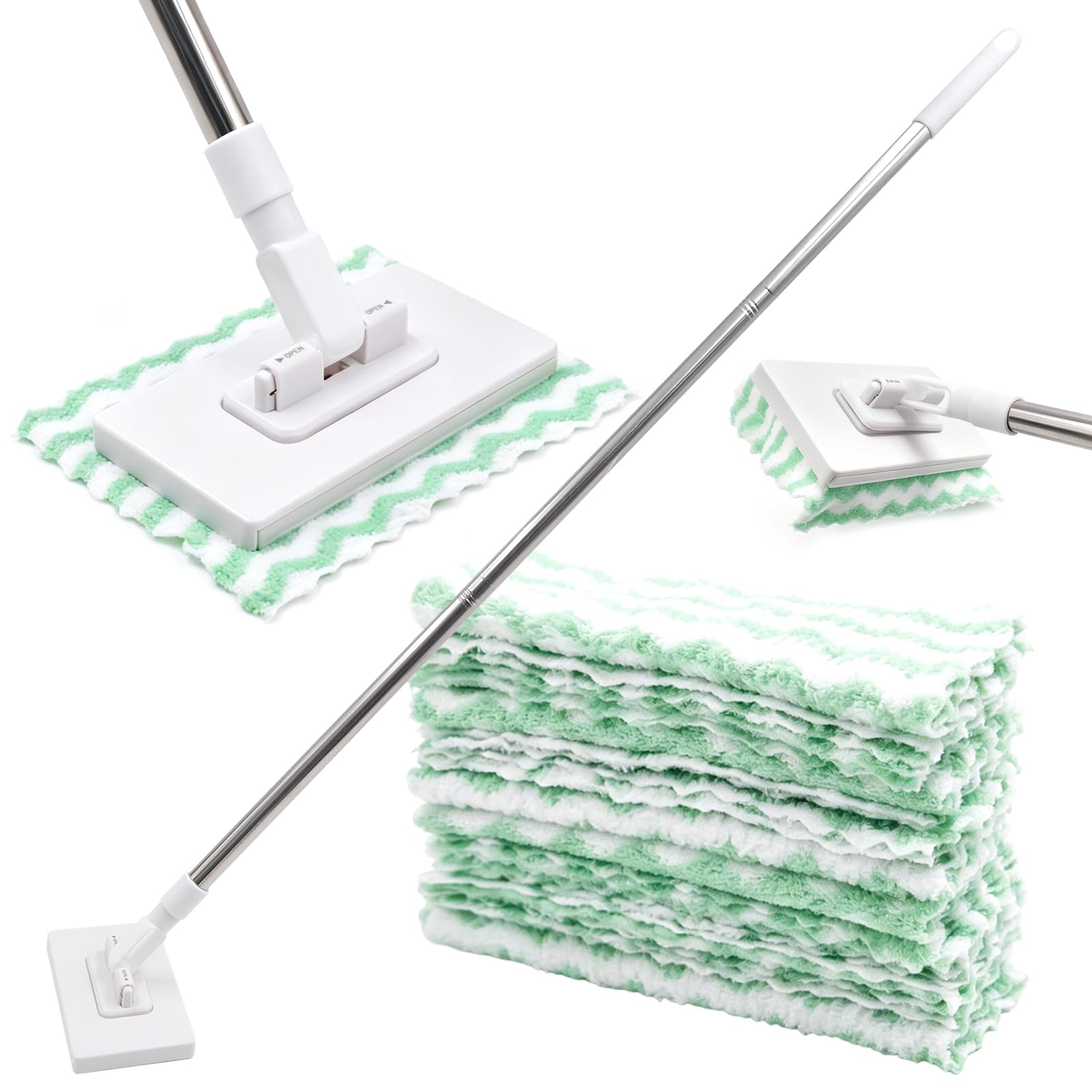 Mop z Zaciskiem Ciśnieniowym, Mini Mop Bez Mycia Rąk, z Automatycznym Zaciskiem, z 10 Ściereczkami ze Zmianą Ściereczek, Odpowiedni do Domu i Biura