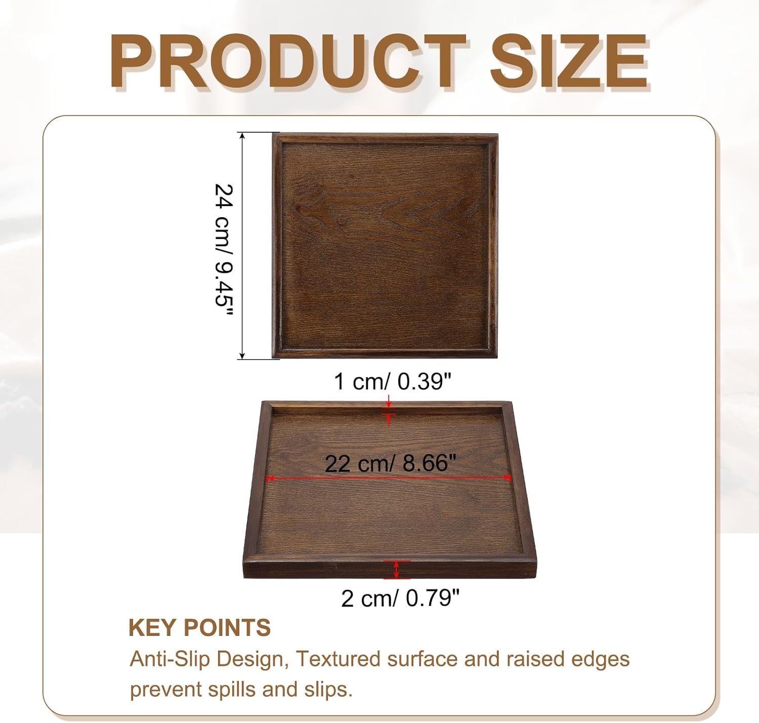 Wooden Serving Tray Square Wood Serving Tray Decorative Platter, 9.5x9.5 Inch Fit for Home Decor Kitchen Coffee Table Candle Holder, (Brown) - Image 2
