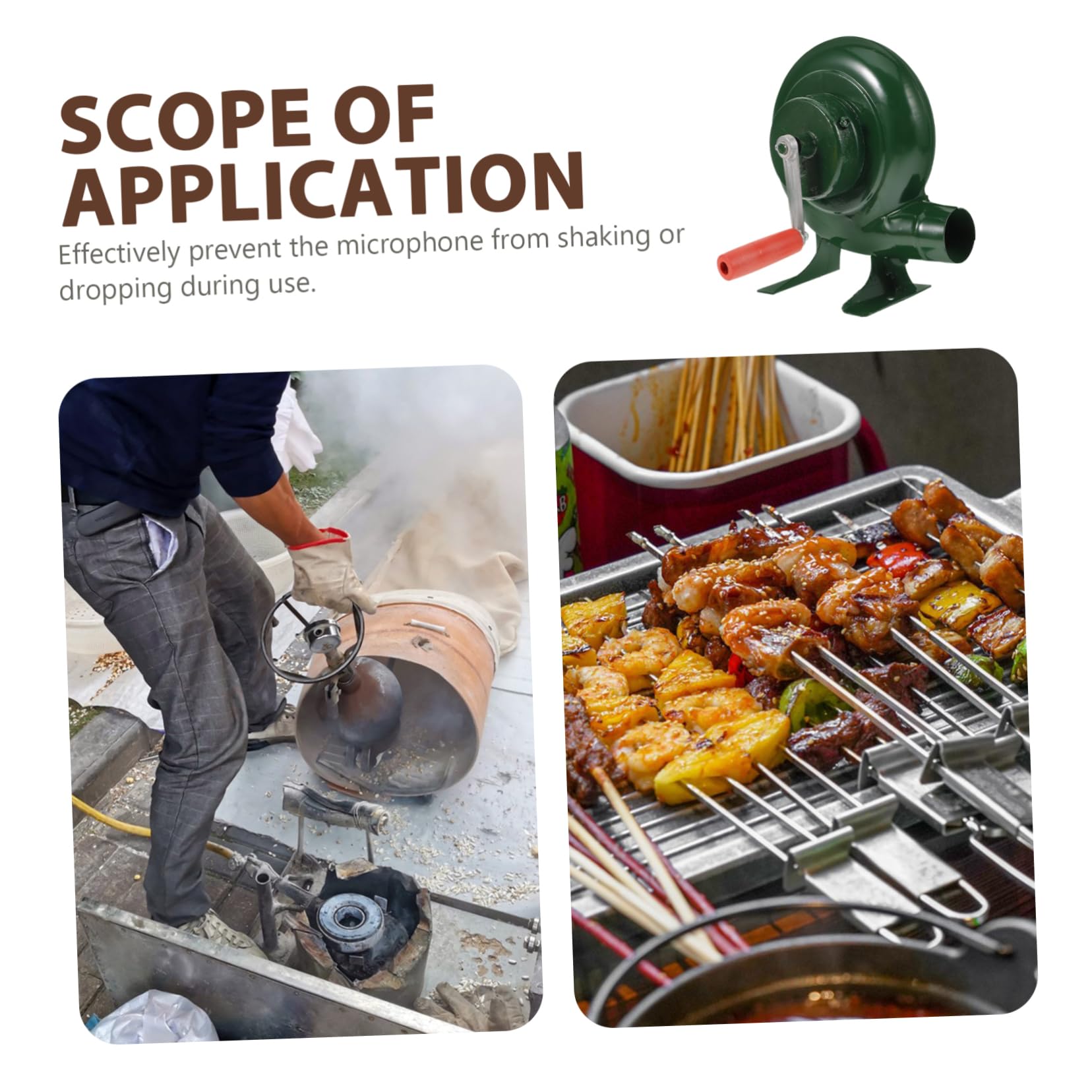 Yardwe Soplador de Aire Manual para Barbacoa Portátil de Hierro Verde