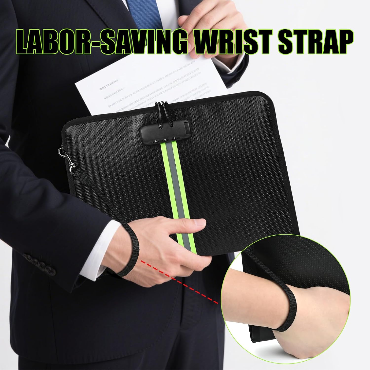 5200℉ Fireproof Waterproof Document Bag (34x24x2.8cm), Safe Fireproof Money Bag with Digital Combination Lock for Documents,Passports,Cash,Valuables