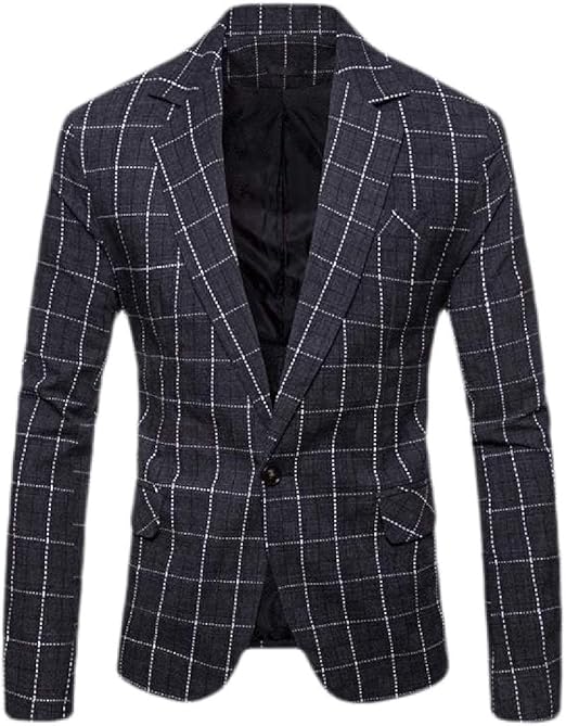 Men Button One Classic Checkered Fit Sport Coat Blazer Jacket Amazon.ca Clothing, Shoes