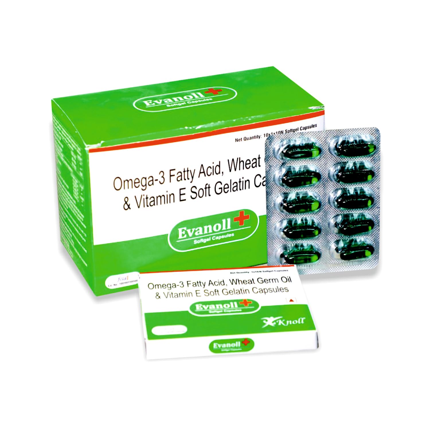 Knoll Evanoll Plus Omega 3 Fish oil capsules,fatty acid, Wheat Germ Oil