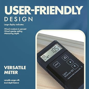 Lignomat Ligno Scanner SD Pinless Moisture Meter - Wood Moisture Meter for Different Wood Species, Panels and Floor Planks - Dual-Depth Humidity Tester for Woodworking & Flooring