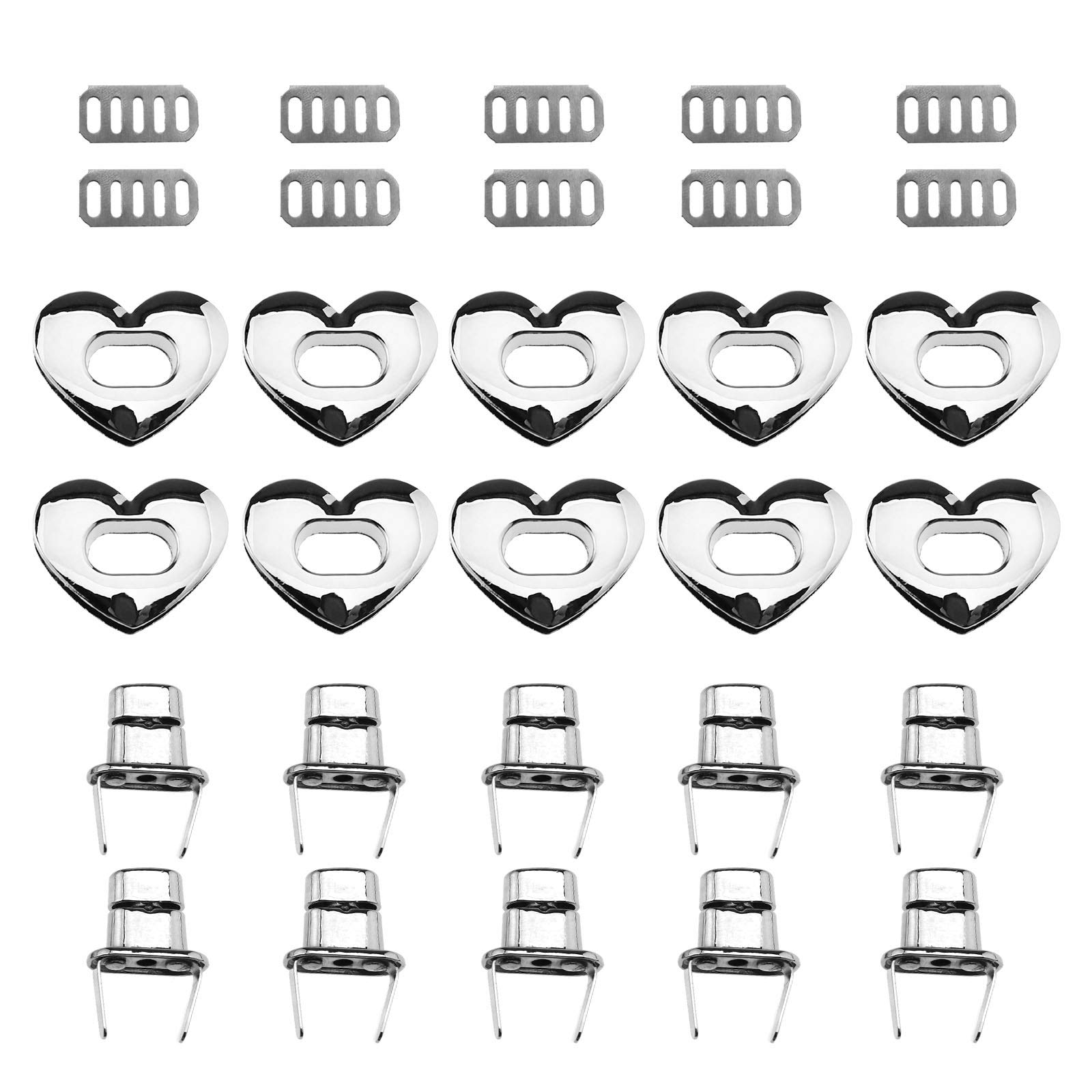 SING F LTD 10 Set of Silvery Metal Heart Shape Turn Lock Kit for Gift Box Craft Case DIY Handbag Wallet