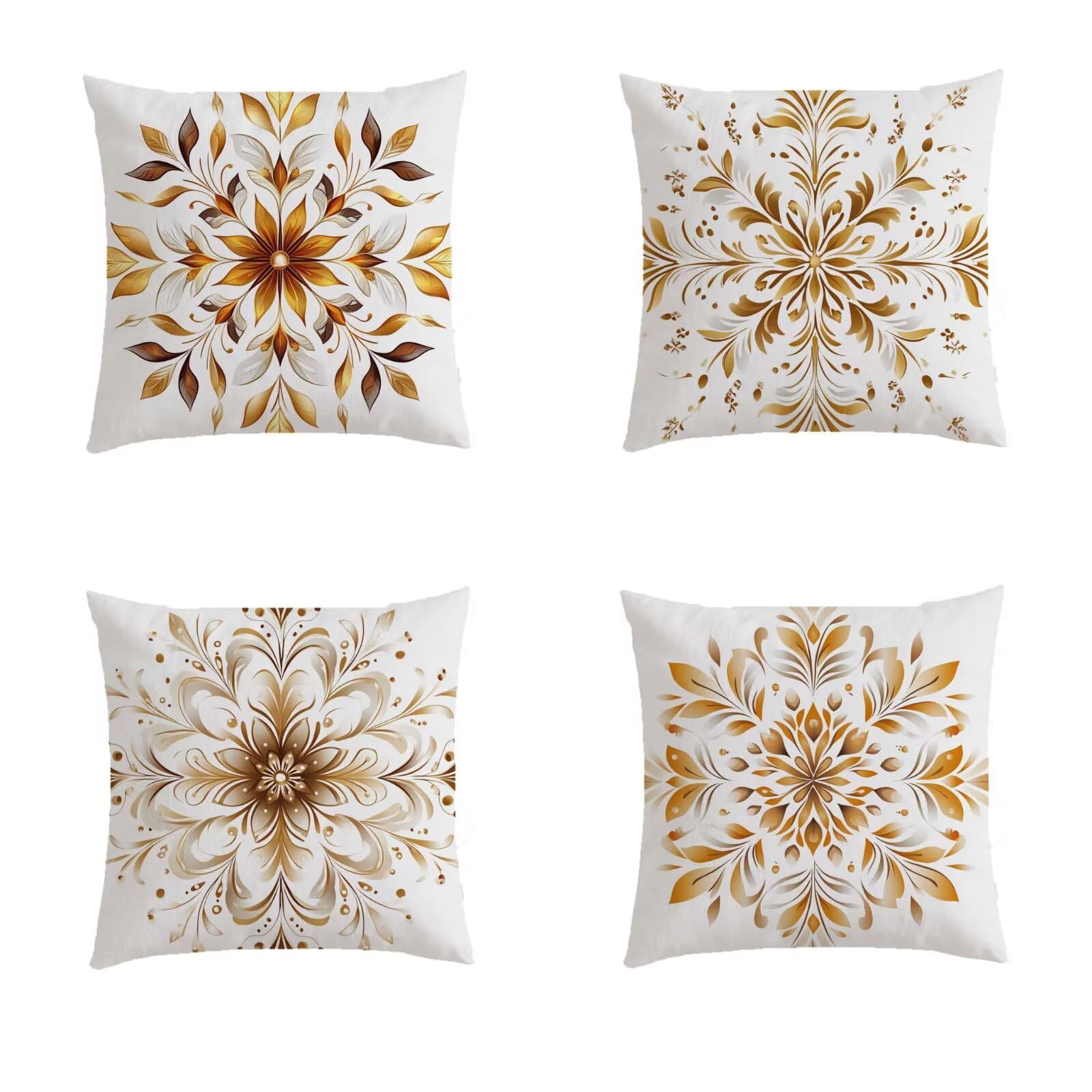 Housse coussin extérieur bohème aspect lin haut de gamme avec impression double face durable