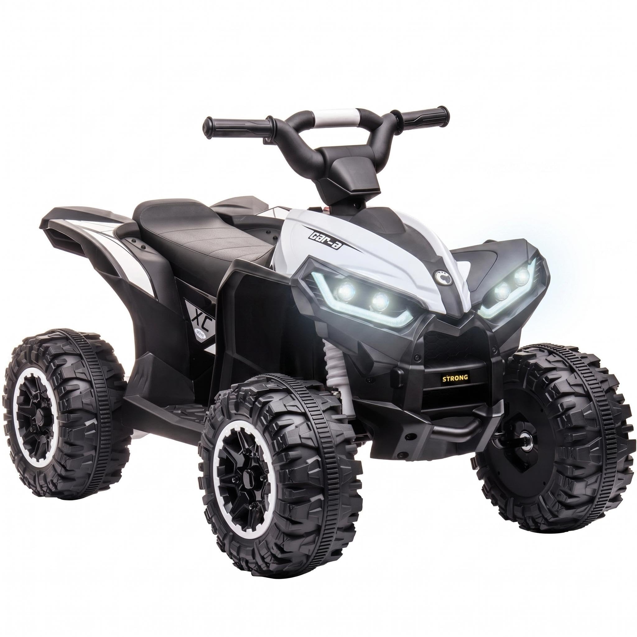 Kids Electric Quad Bike 12V, Battery Powered Ride on ATV Toy with Remote Control, Dual 35W Motor, Music, LED, 2 Driving Modes, for Ages 3-6 Years, 83x53x56 cm, White