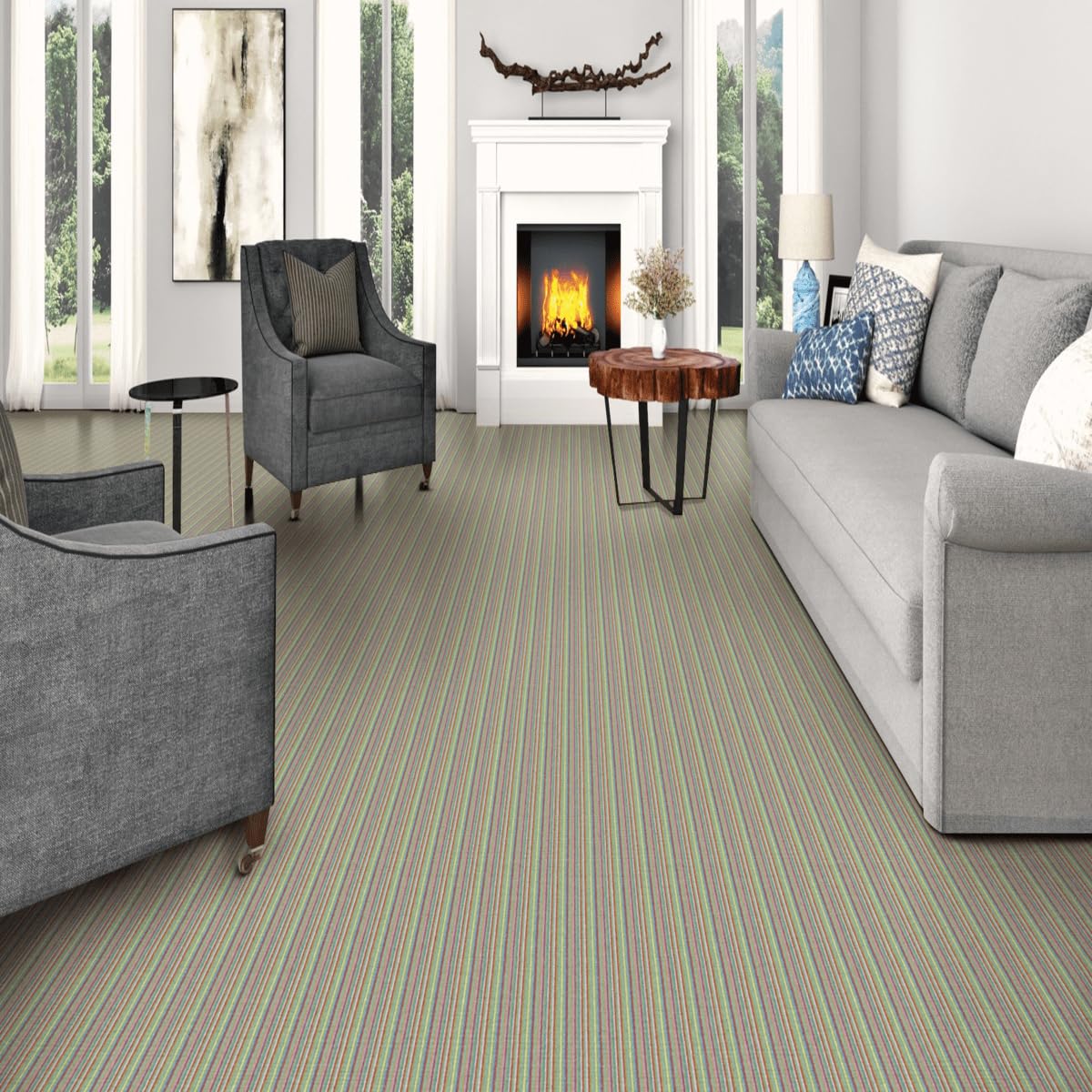 Lulu Limeade Wool Custom Area Rug 0.354” - Select Your Ideal Size & Border Colors - Medium Rectangle