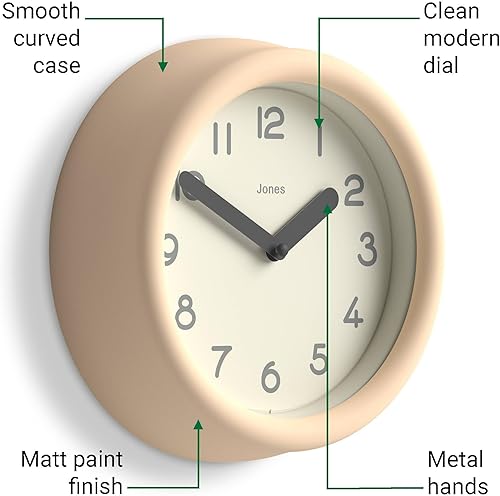 Miniatura 6 de JONES CLOCKS Reloj de pared Fuze  Reloj redondo pequeño  Beige  Diseño moderno juguetón con presencia escultórica suave  Ideal para cocinas, salas