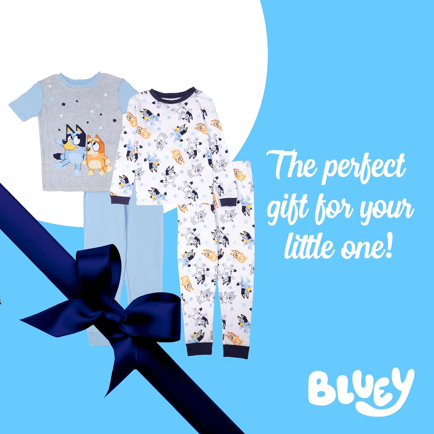 Bluey Girls' 4-piece Snug-fit Matching Short-Sleeve Cotton Pajama Set, Soft & Cute for Kids