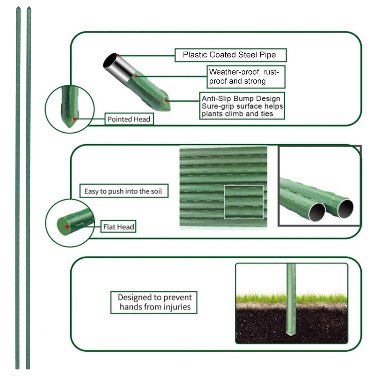 Socobeta 12 Pièces Supports de Plantes 90cm Piquets de Plantes bonsaï Bâtons de Support pour Fleurs et Légumes pour Serre de Jardin Intérieur Extérieur