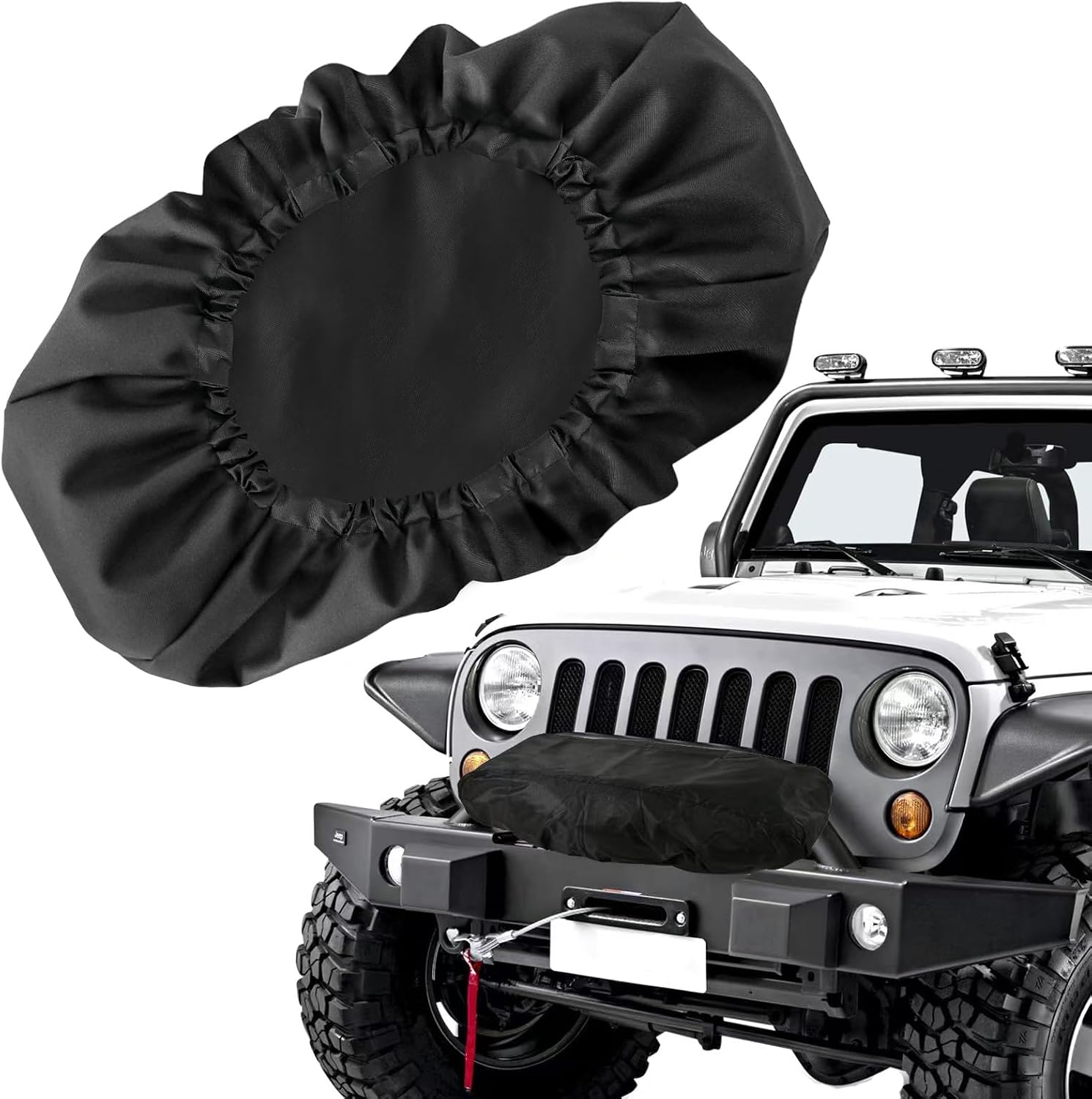 Winch Cover, New Upgrade Heavy Duty 600D Oxford Fabric Winch Covers for 8500-17500 lbs Electric Winch, Waterproof Dustproof Sunproof UV Resistant Tear Resistant Durable, 22″ x 9.8″ x 7.5″