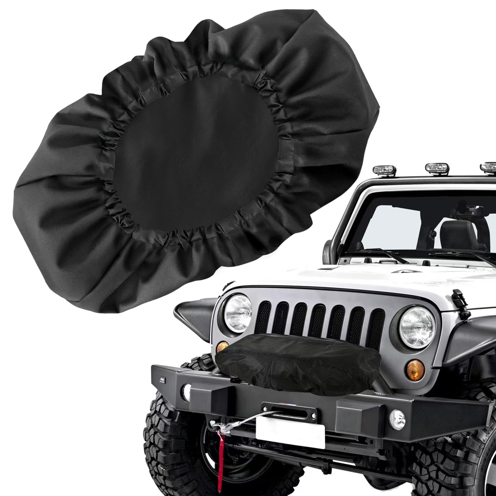 Winch Cover, New Upgrade Heavy Duty 600D Oxford Fabric Winch Covers for 8500-17500 lbs Electric Winch, Waterproof Dustproof Sunproof UV Resistant Tear Resistant Durable, 22″ x 9.8″ x 7.5″