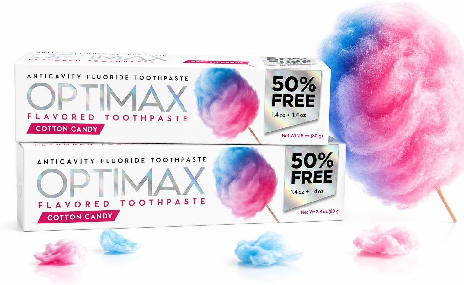 Fluoride Toothpaste, Cotton Candy Flavor, Anticavity Toothpaste, 2.8 oz Each (2-Pack), Fresh Breath & Cavity Protection