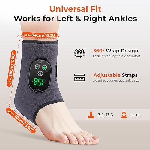 Miniatura 6 de Masajeador de tobillo y pies  3 niveles de calor y vibración ajustable, temporizador inteligente, pantalla táctil, compacto y portátil para todas