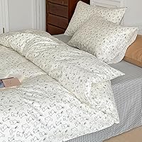 Vista 3 de BlueBlue Juego de funda de edredón con diseño de conejo tamaño Queen, 100% algodón, ropa de cama para niños, niñas, adolescentes, con dibujos