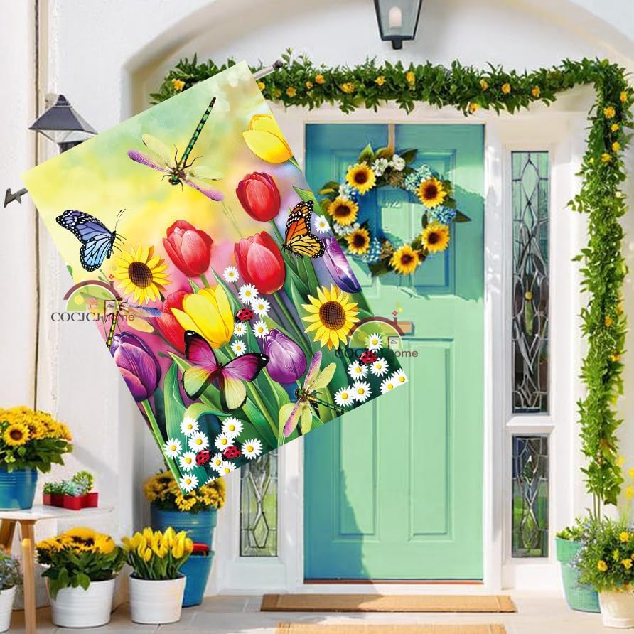 Spring House Flag Double Sided Bee Yard House Seasonal Farmhouse Outdoor Decoration 28 x 40 Inch - Image 2