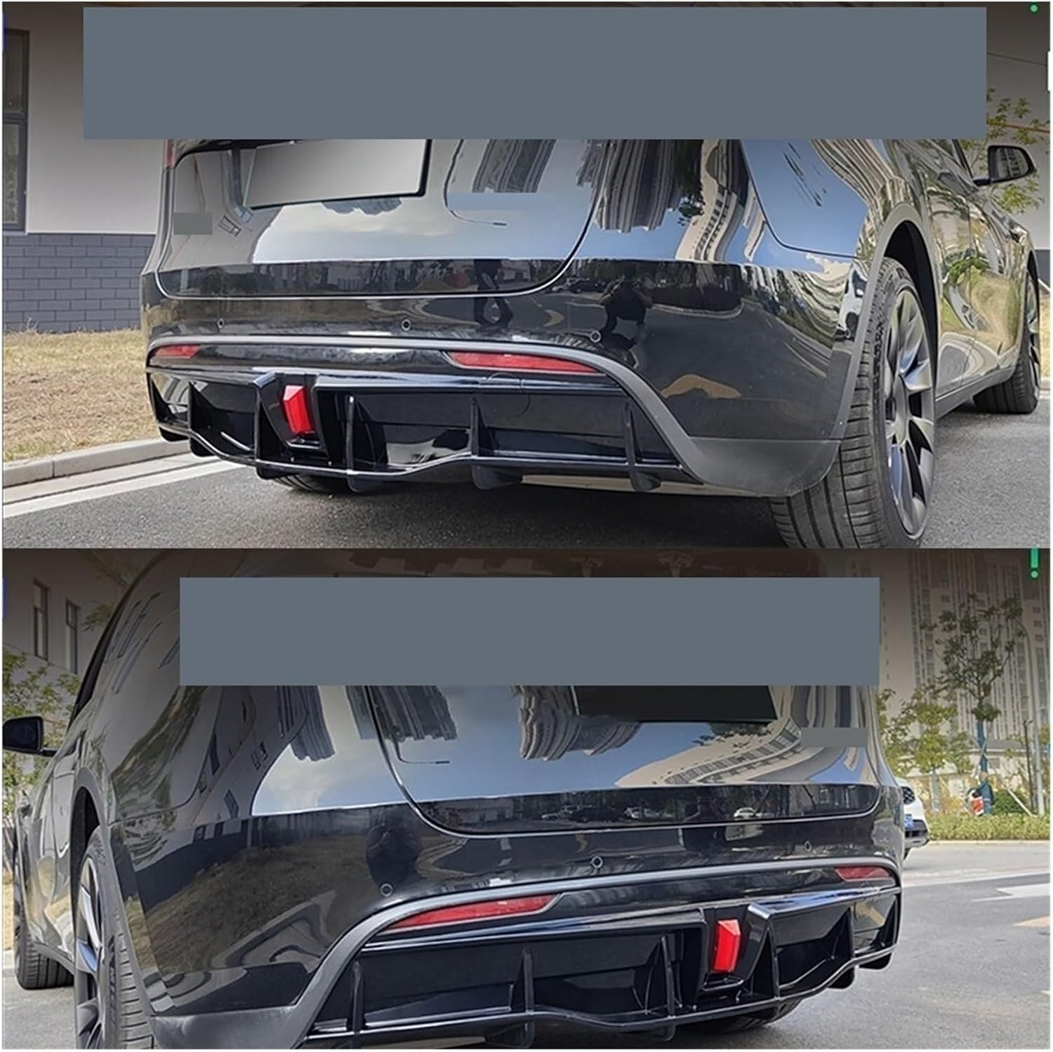 Amazon | 車 汎用 リアバンパースポイラー リアディフューザー シャークフィン アンダーカバー カスタム外装パーツ ドレスアップ（黒色-5） | リアアンダースポイラー | 車＆バイク