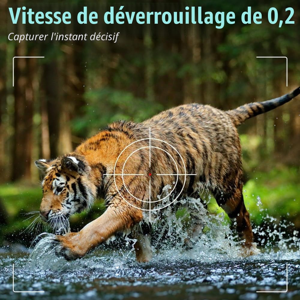 Caméra de faune, Caméra de faune 5K 60MP, Caméra de chasse grand angle de 30m 130, Temps de déclenchement de 0,05s, Vision nocturne, Capteur de mouvement, Étanche IP66, Pas de scintillement, LED