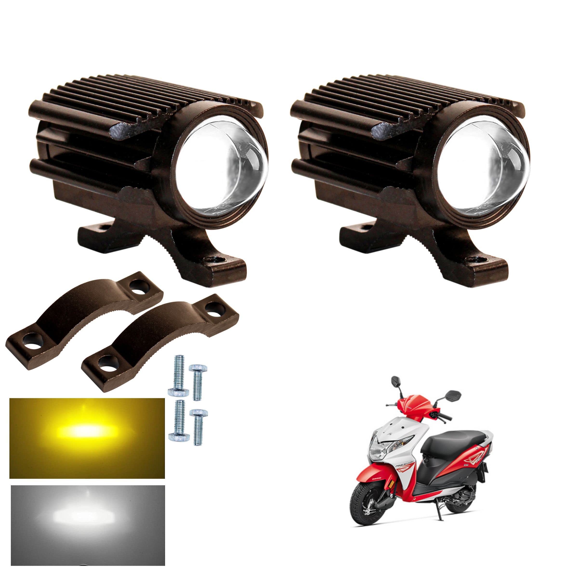 Asryd Compact 20W Spot Beam LED Light (3800 + 6000 LM) Dual Color Mode Aluminum Housing Spot Beam Fog Driving Lights (Pack of 2) For Honda Dio .