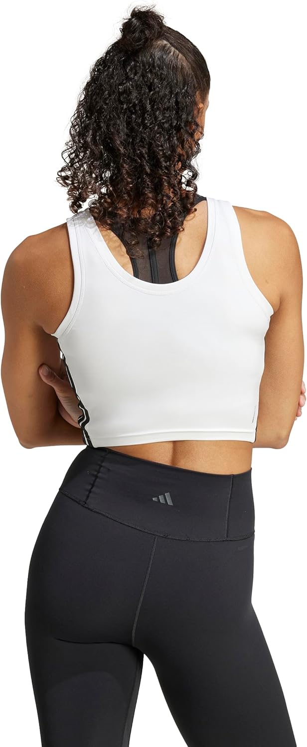 adidas Womens Train Essentials 3-Stripes Cropped Tank Top
