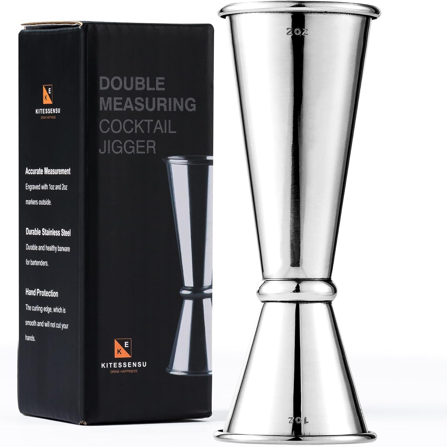 KITESSENSU Jigger for Bartending, Japanese Jigger 2 oz 1 oz with