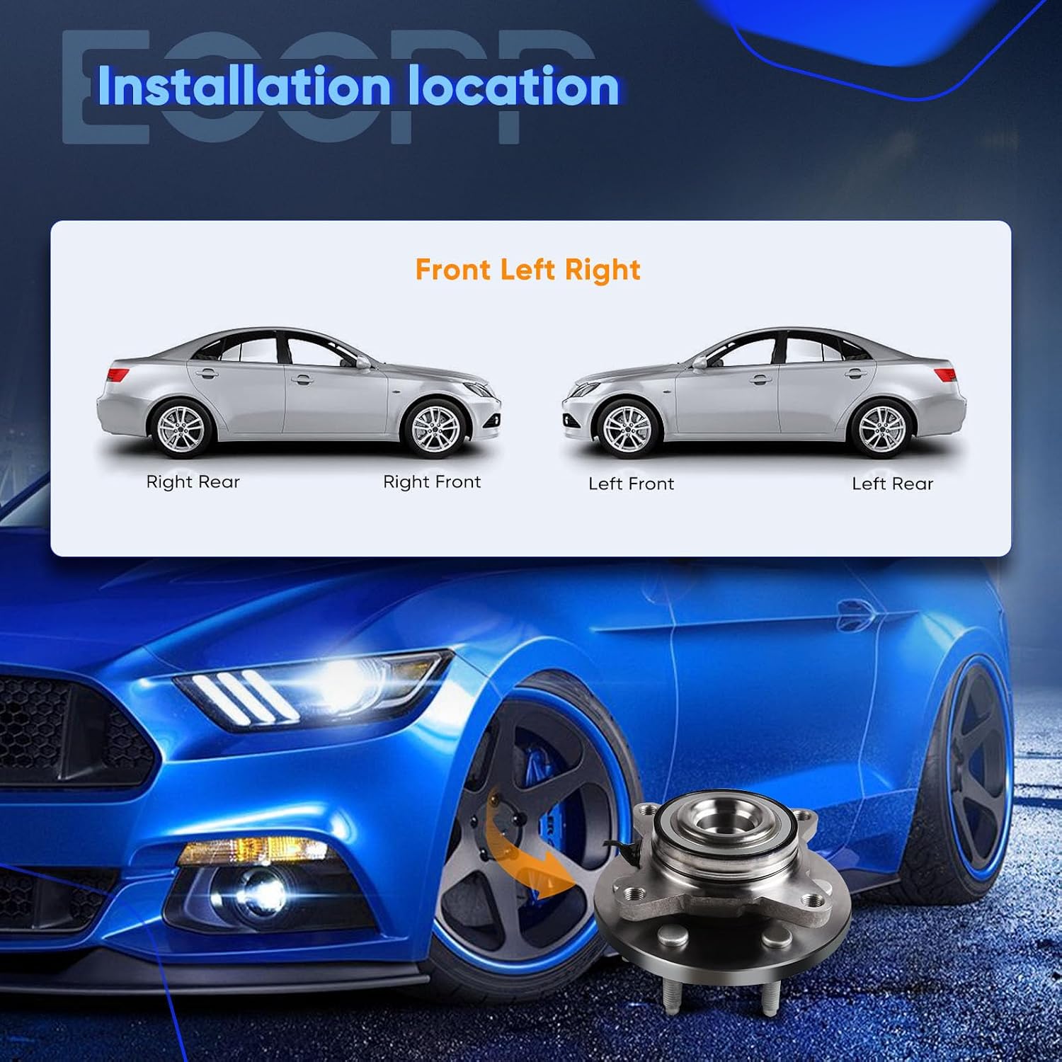 ECCPP Pair of 2 New Complete Front Wheel Hub Bearing Assembly 6 Lugs w/ABS for 2007-2011 for Lincoln for Ford Compatible with 515094 2WD Only